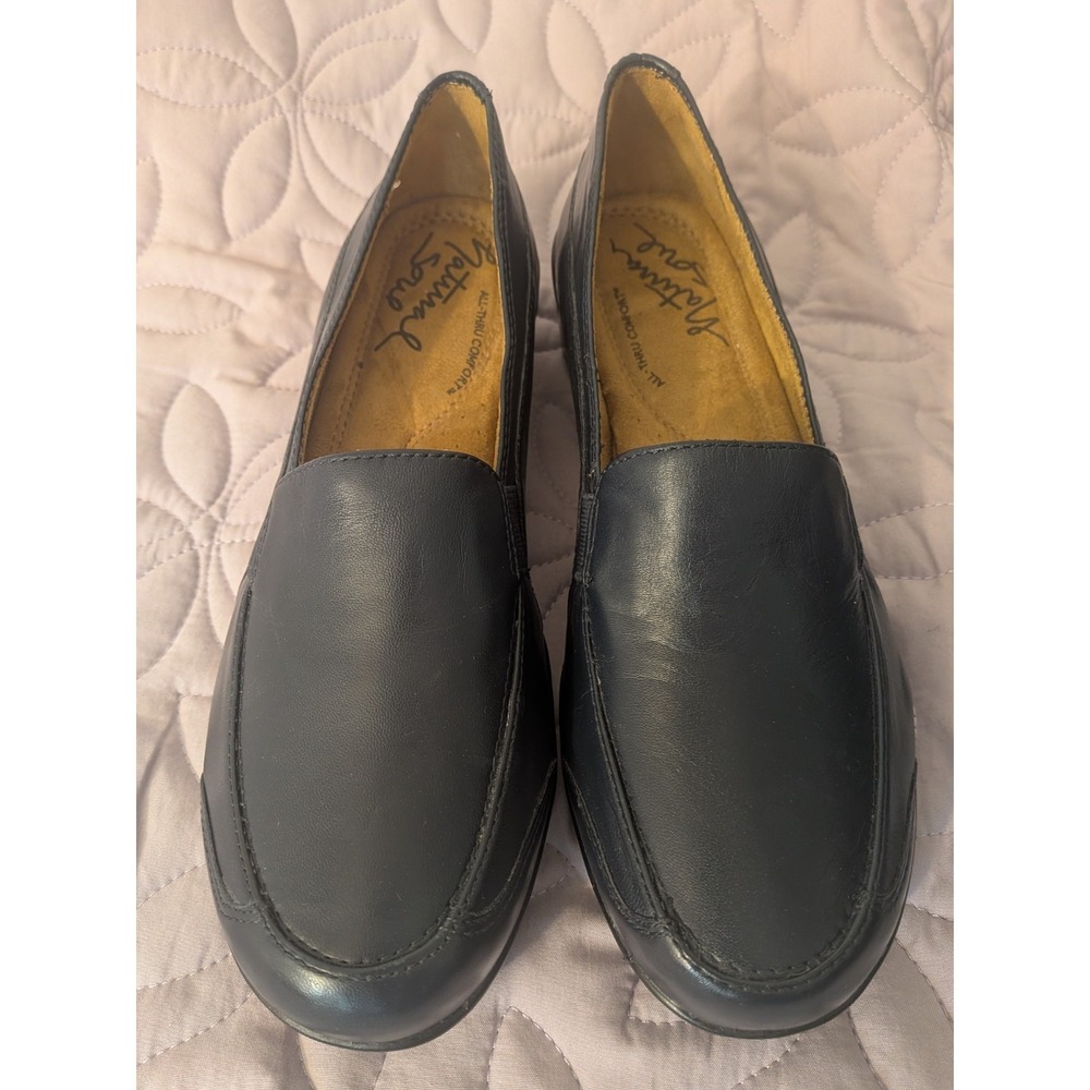 Natural Soul Loafers Women's Slip On Leather Navy Size 8.5